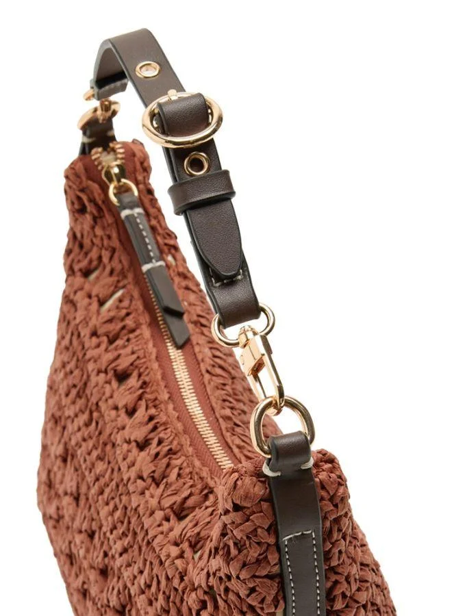 PARFOIS Straw-Effect Shoulder Bag With Crossbody Strap