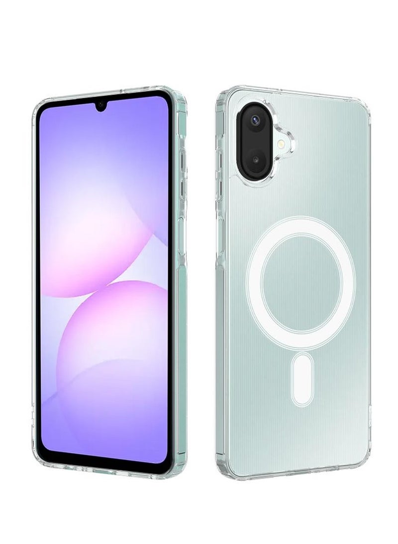 Wtech Samsung Galaxy A07 4G 2025 Magnetic Case, Slim Transparent Flexible TPU Shockproof Magsafe Back Phone Case (MCTPTN) - Clear - Image 1