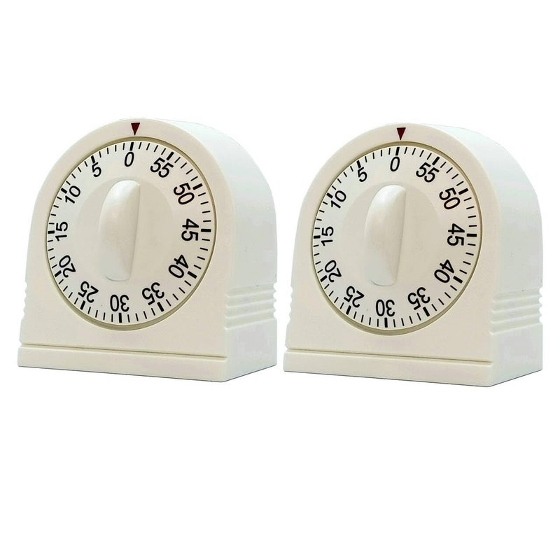 NUOSWEK 60 Minute Wind Up Timer, Visual Mechanical Timer with Loud Alarm, Manual Countdown Timers for Classroom, Home, Study and Cooking (2 Pack) - Image 1