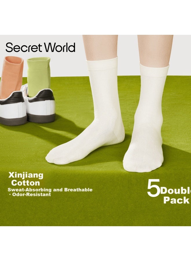 Secretworld Women's Pure Cotton Mid-calf Socks Maternity Pile Socks 10a Antibacterial Odor-resistant Seamless Spring Summer White Cotton Socks - Image 2