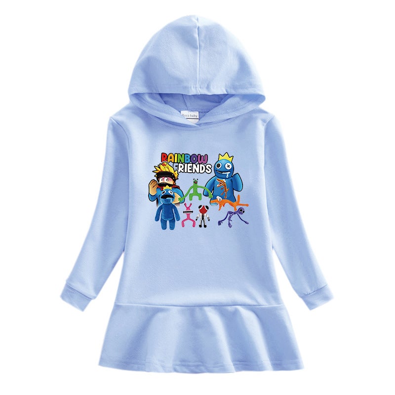 2023 New Children'S Hooded Sweatshirt Dress Cartoon Girl Baby Casual Western Style Dress - Image 2