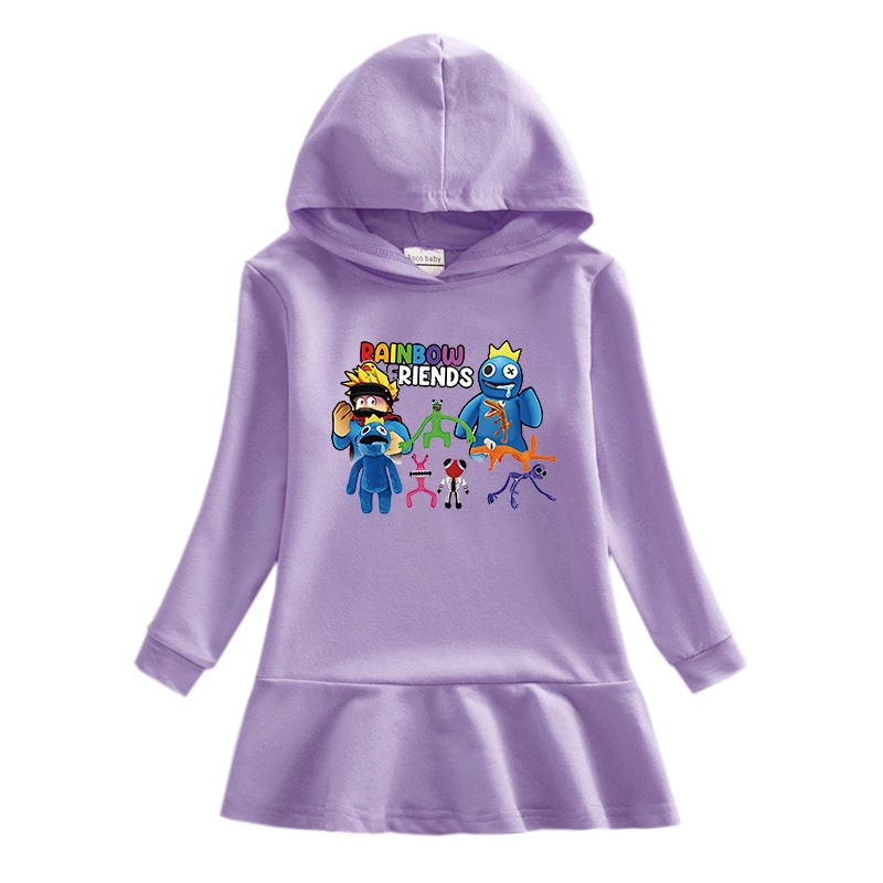 2023 New Children'S Hooded Sweatshirt Dress Cartoon Girl Baby Casual Western Style Dress - Image 4