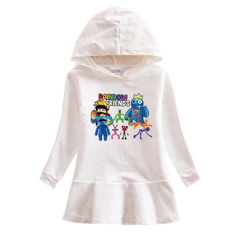 2023 New Children'S Hooded Sweatshirt Dress Cartoon Girl Baby Casual Western Style Dress - Image 1