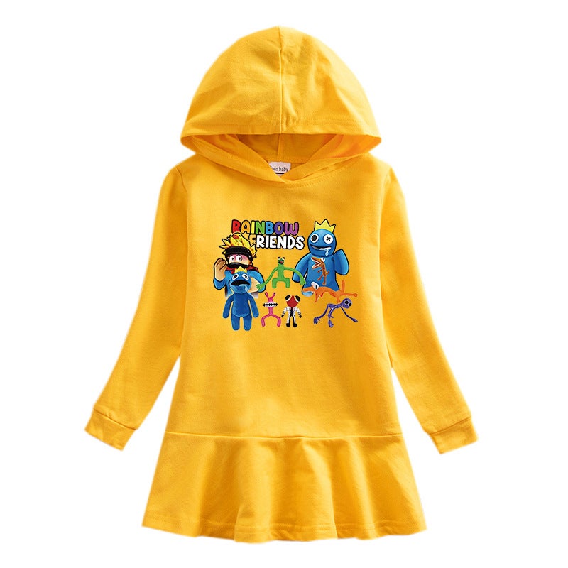 2023 New Children'S Hooded Sweatshirt Dress Cartoon Girl Baby Casual Western Style Dress - Image 5