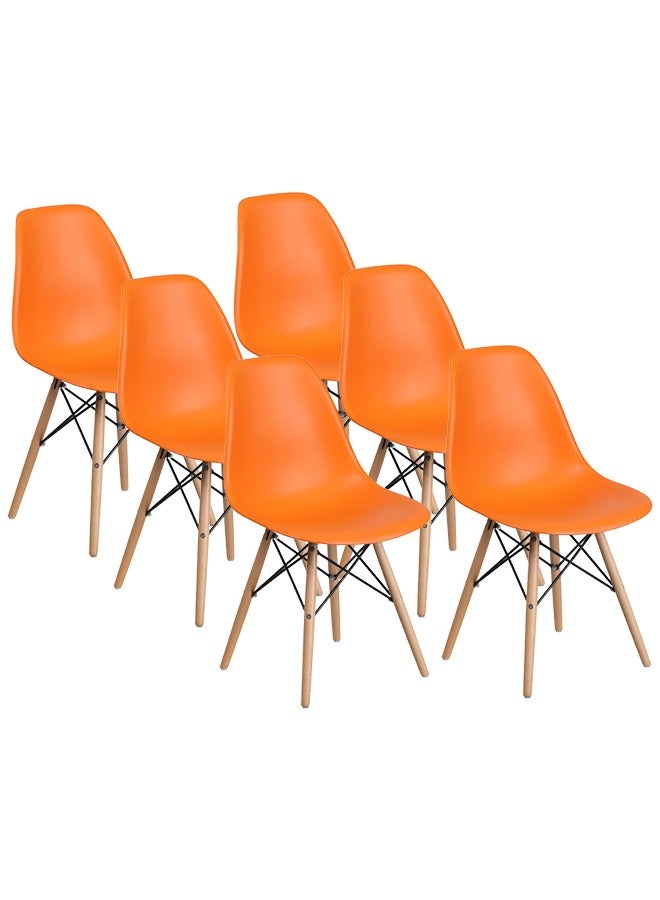 Taimi 6-Piece Office Chair with Wood Legs Orange 70x40x40cm  - Image 1