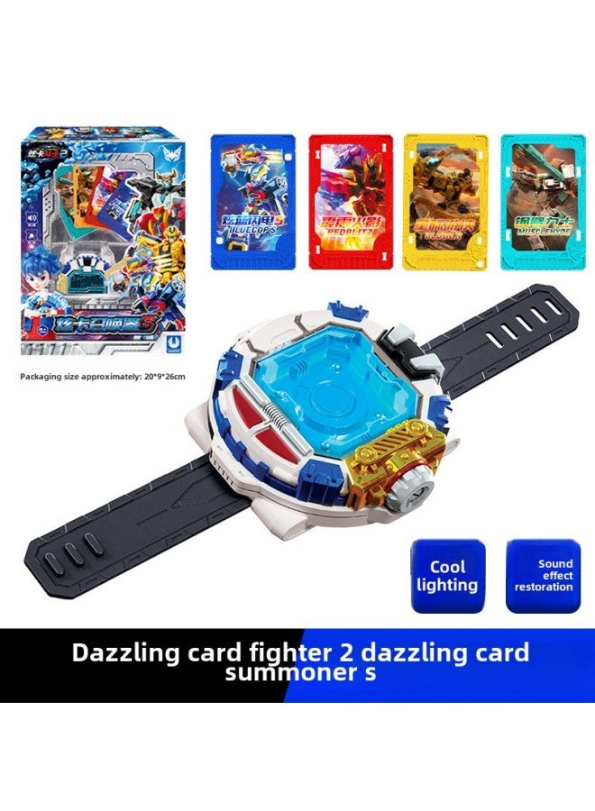 Genuine Dazzle Card Fighter Deformation Toy Dazzle Blue Lightning Super Dazzle Electric King Children's Deformation Robot Black Iron God Of War-Color:8160 - Image 1