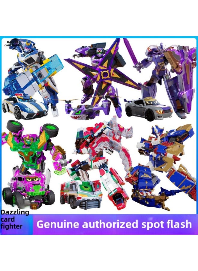 Genuine Dazzle Card Fighter Deformation Toy Dazzle Blue Lightning Super Dazzle Electric King Children's Deformation Robot Black Iron God Of War-Color:8160 - Image 2