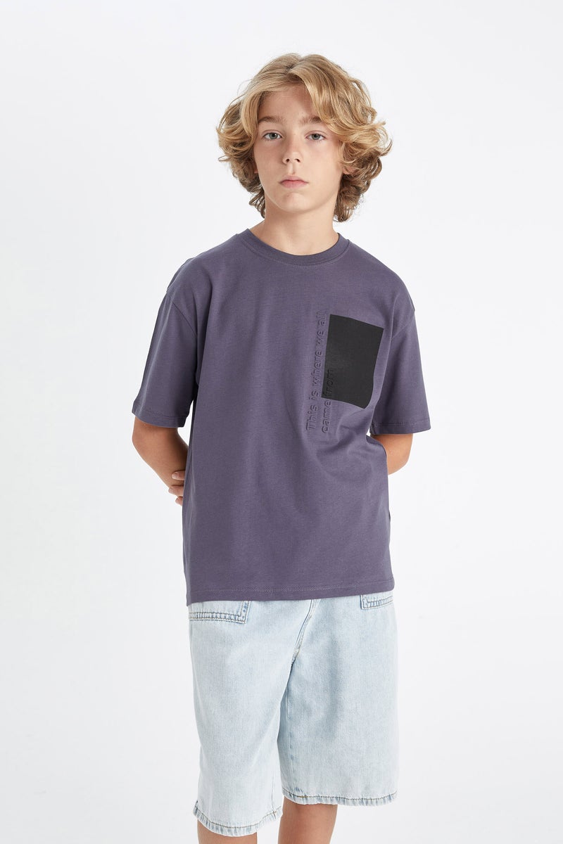 ديفاكتو تيشيرت نص كم اولادي اوفر سايز برقبة مستديرة - Image 3