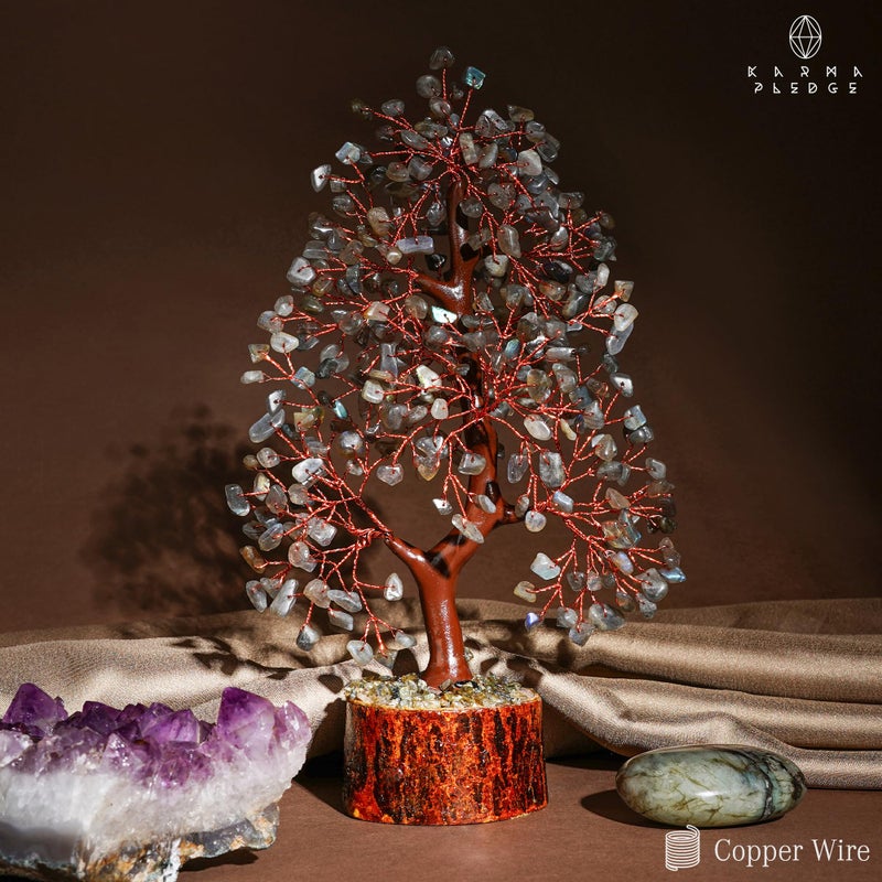 KARMAPLEDGE Crystal Tree of Life Labradorite Healing Crystal Trees for Home & Office Decoration  Handmade Bonsai Trees for Positive Energy  Money  Good Luck  Christmas Decor  Birthday Gifts for Women  Mom - Image 5