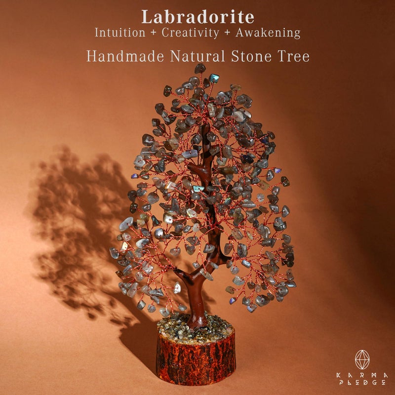 KARMAPLEDGE Crystal Tree of Life Labradorite Healing Crystal Trees for Home & Office Decoration  Handmade Bonsai Trees for Positive Energy  Money  Good Luck  Christmas Decor  Birthday Gifts for Women  Mom - Image 2