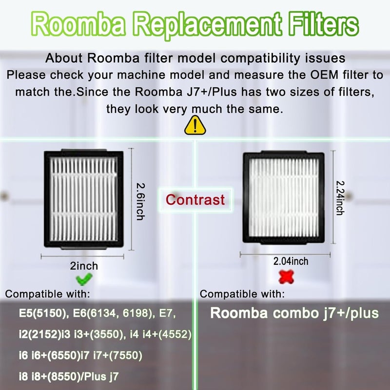 Mochenli Replacement Parts for iRobot Roomba i7 i7+ i3 i3+ i4 i4+ i6 i6+ i8 i8+ E5 E6 E7 &J7 J7+ Vacuum Cleaner, 2 Set Rubber Brushes, 8 HEPA Filters, 8 Side Brushes, 1 Clean Brush, 1 Screwdriver, 22 Pack - Image 2