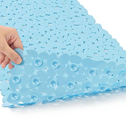 SONGZIMING SONGZIMING Bathtub Mat Non Slip Pebble Bath Shower Mat with Drain Holes Suction Cups Mat for Tub 16 W x 35 L Blue