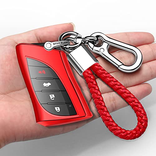 Autophone Compatible with Lexus Key fob Cover with Keychain Soft TPU 360 Degree Protection Key Case for 2018-2025 UX200 LS500 LS500H LC500 LC500h ES300h ES350 Smart Key(Red) - Image 1