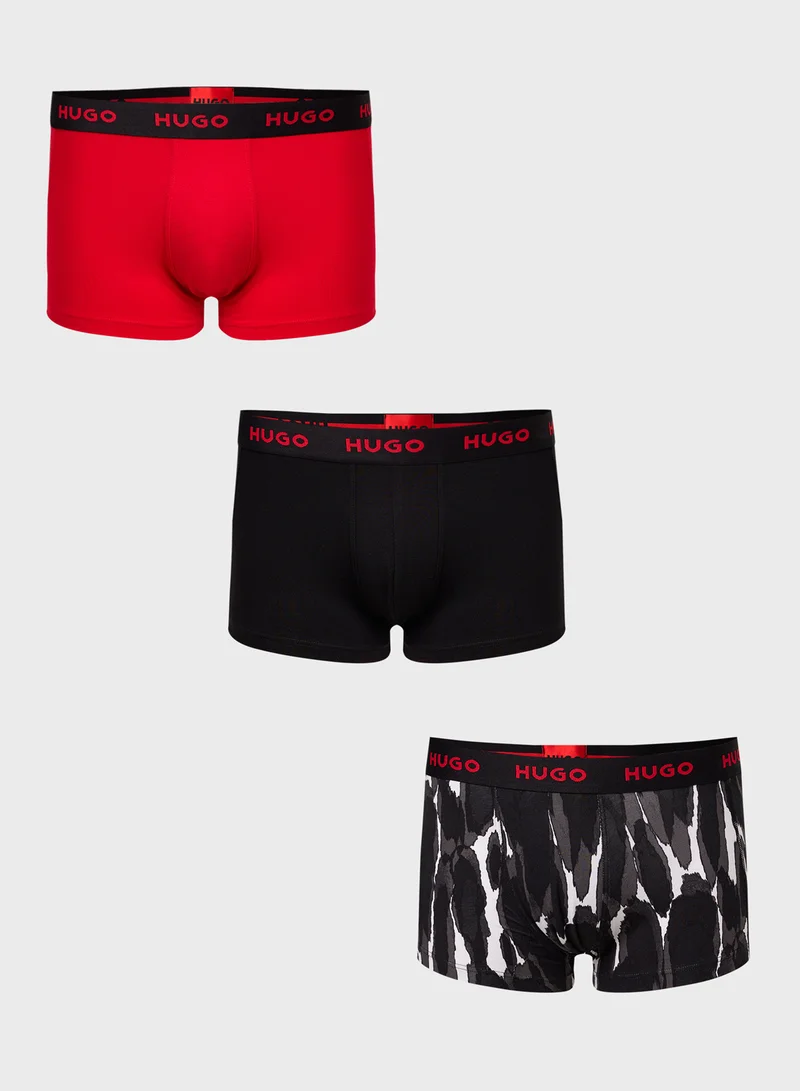 HUGO 3 Pack Logo Band Trunks
