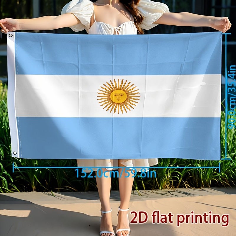2D Flat Design Of Argentine Flag With Sun Single Sided Printed Fan Support National Team Decorative Flag Cheering Banner For Sports Events Football Matches Parades Patriotic Displays 23.6in X 35.4in - Image 3