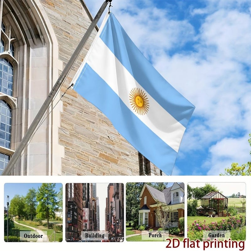 2D Flat Design Of Argentine Flag With Sun Single Sided Printed Fan Support National Team Decorative Flag Cheering Banner For Sports Events Football Matches Parades Patriotic Displays 23.6in X 35.4in - Image 4