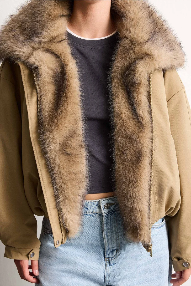 Defacto  Oversize Fit Gabardine Puffer Jacket for Women | Best Price UAE