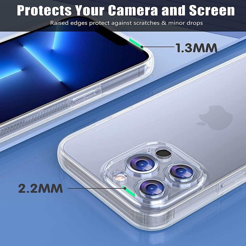 Nishtech غطاء خلفي شفاف ناعم رفيع مضاد للغبار من نوع هجين متميز لجهاز آيفون 13 برو مع حماية الكاميرا - Image 2