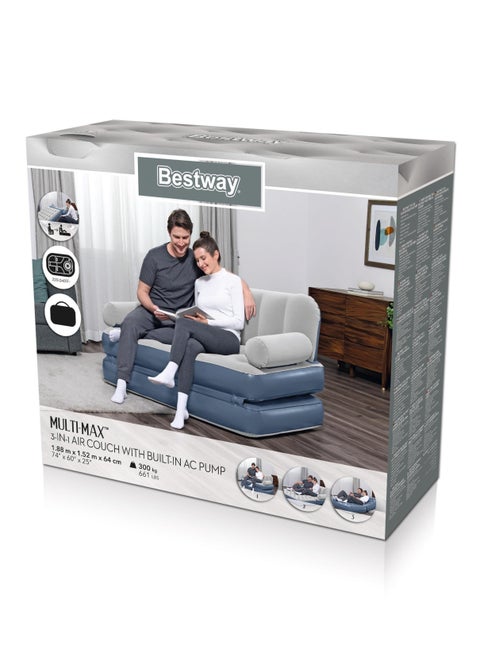 Bestway Multi-Max 3-in-1 Inflatable Air Couch with Built-in AC Pump#75079