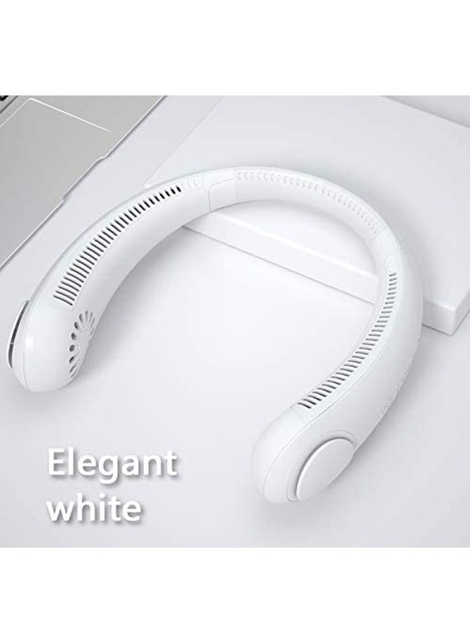 Generic Padom Neck Fan, Hands Free 360° Cooling Personal Fan, USB Rechargeable Portable Neck Fan with 3 Wind Speed for Traveling Office Sports White  - Image 2