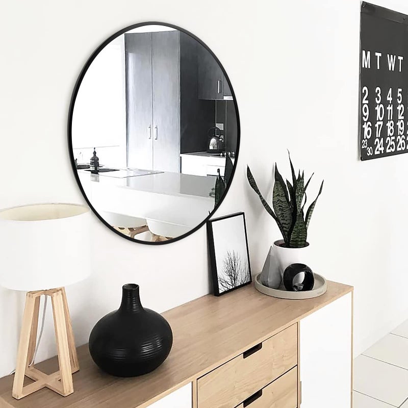 Fabuday Black Circle Mirror for Wall 20 inch - Round Mirrors for Bathroom, Entryway, Living Room, Hallway, Bedroom Decor, Small Matte Framed - Image 4