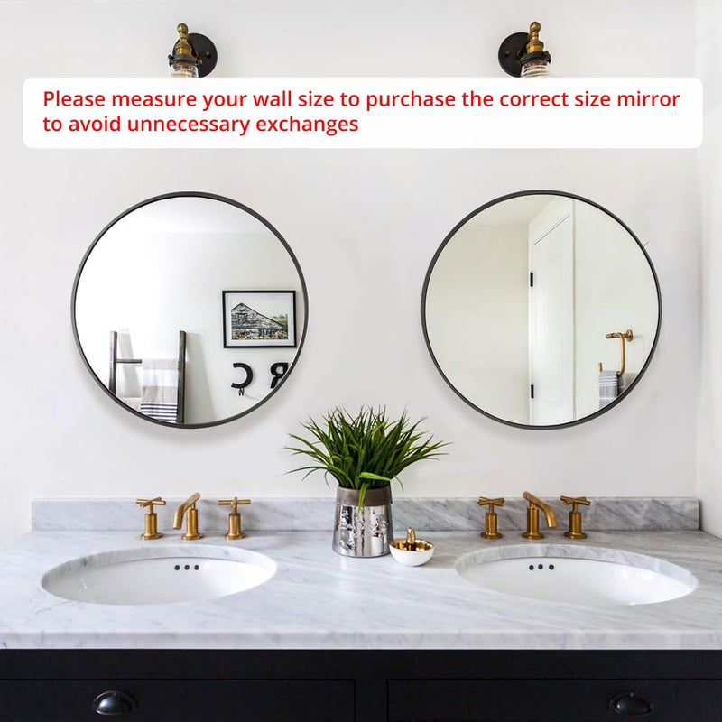 Fabuday Black Circle Mirror for Wall 20 inch - Round Mirrors for Bathroom, Entryway, Living Room, Hallway, Bedroom Decor, Small Matte Framed - Image 2