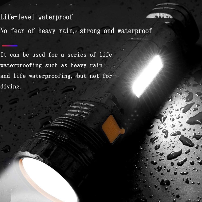 Esidai Solar/Rechargeable Multi Function 1000 Lumens LED Flashlight, with Emergency Strobe Light and 1200 Mah Battery, Emergency Power Supply and USB Charging Cable, Fast Charging (8PC) - Image 3