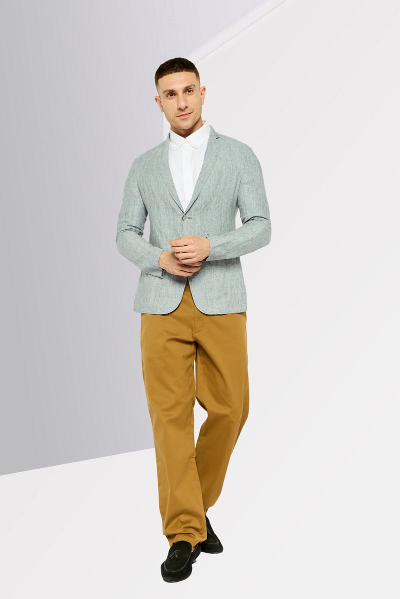 EMPORIO ARMANI Men Regular Fit Plain Formal Blazer, Grey - Image 2