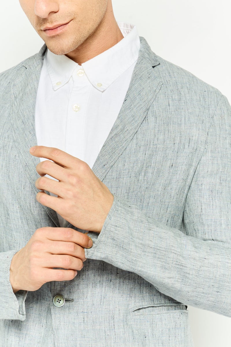 EMPORIO ARMANI Men Regular Fit Plain Formal Blazer, Grey - Image 3