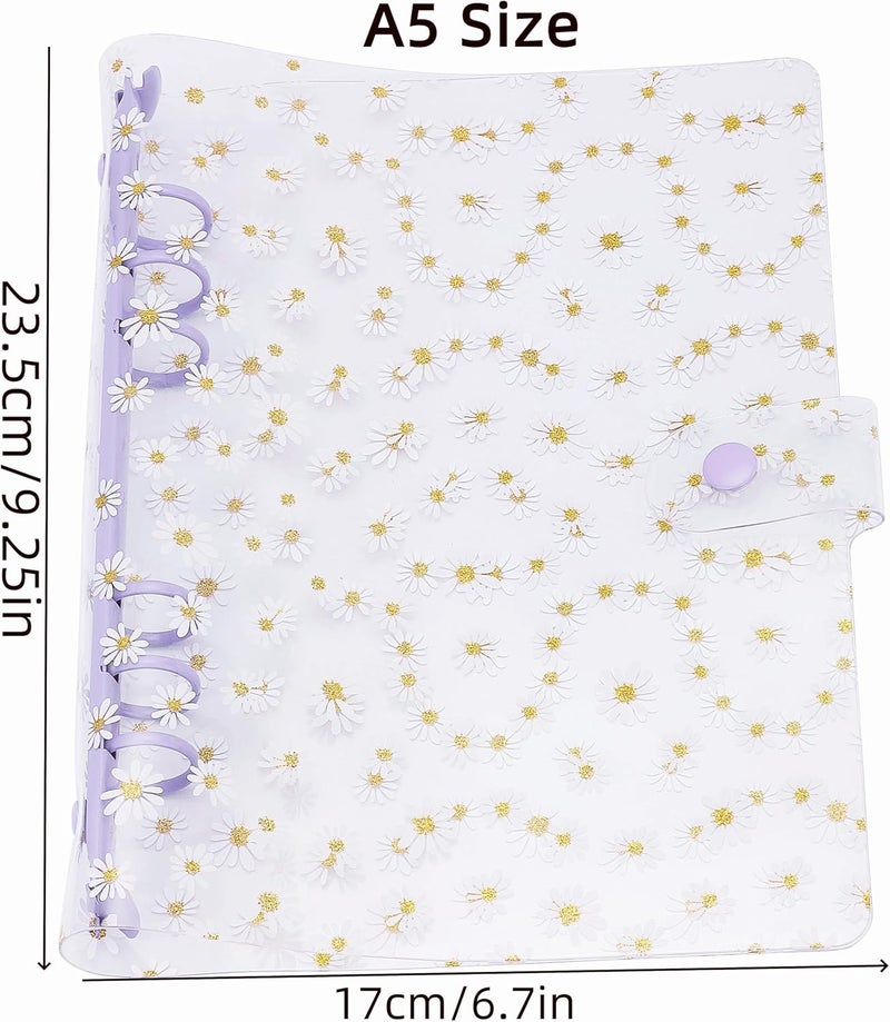 SICCOMA A5 Binder Cover 6-Ring PVC Floral A5 Planner Cover Notebook Binder Refillable Notebook Shell (6.7”x9.2”) for Round-Ring Planner Pages (Inner Paper Not Included) - Image 3