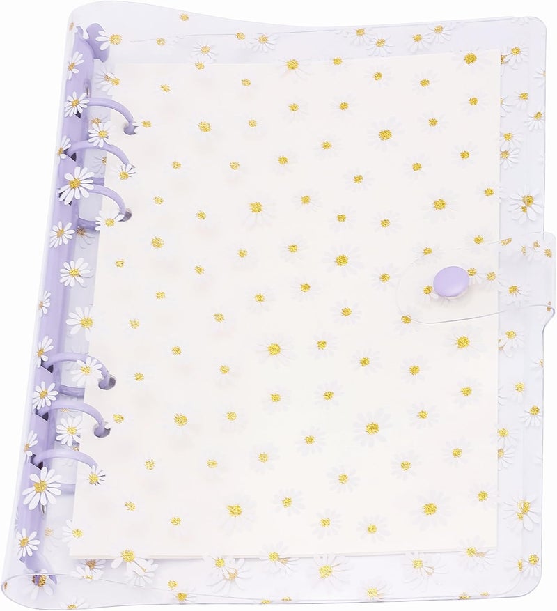 SICCOMA A5 Binder Cover 6-Ring PVC Floral A5 Planner Cover Notebook Binder Refillable Notebook Shell (6.7”x9.2”) for Round-Ring Planner Pages (Inner Paper Not Included) - Image 4