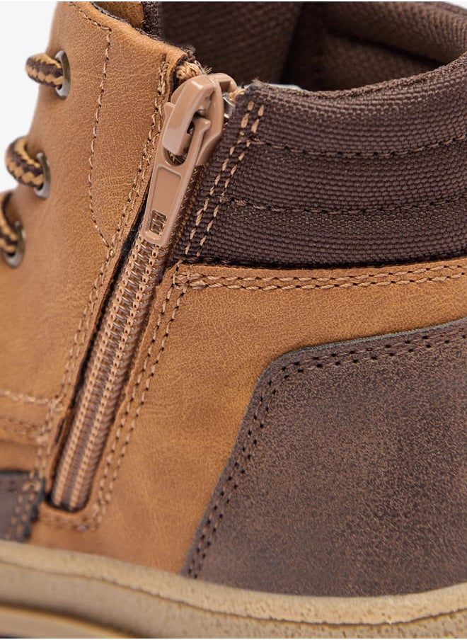 JUNIORS Boys Panelled Low Ankle Boots with Lace Detail and Zip Closure  - Image 4