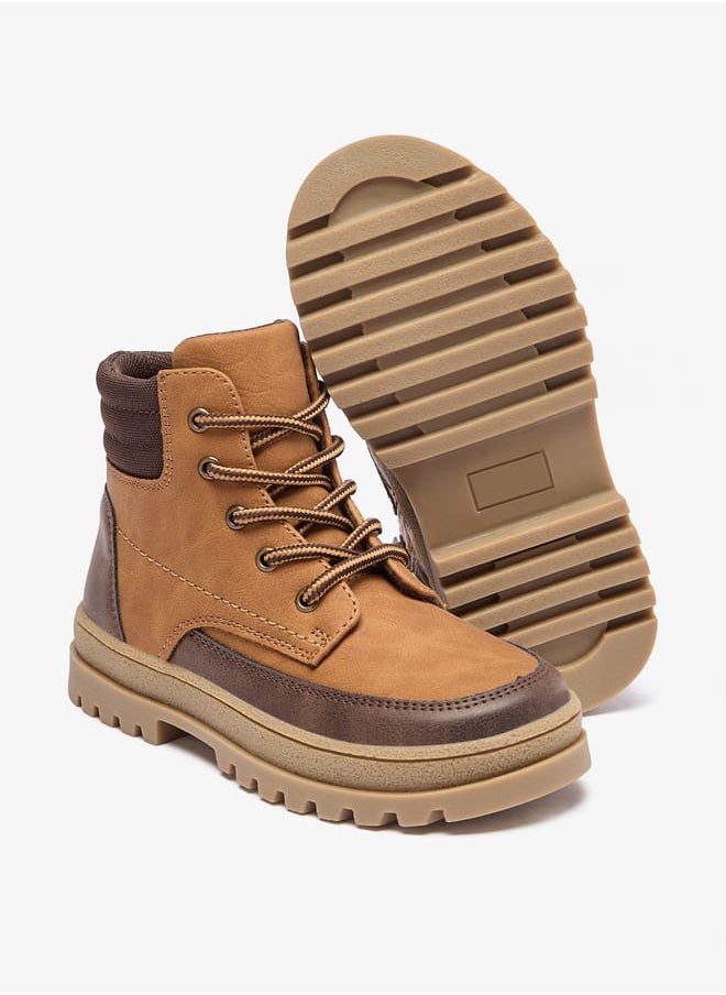 JUNIORS Boys Panelled Low Ankle Boots with Lace Detail and Zip Closure  - Image 5