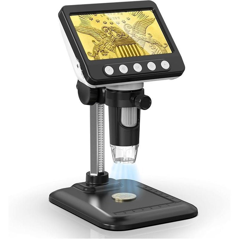 مجهر رقمي من دبليو كيه ار، 4.3 انش LCD USB، مكبر عملة خطأ 1080P مع 8 مصابيح LED قابلة للتعديل، عرض الكمبيوتر، متوافق مع ويندوز للبالغين والاطفال - Image 1