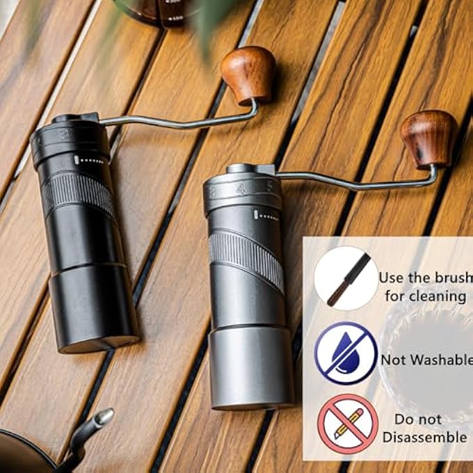 Gocoffun مطحنة قهوة يدوية من الفولاذ المقاوم للصدأ مع شفرة مخروطية، إعداد طحن خارجي دقيق رقمي، مناسبة للإسبريسو والقهوة الفرنسية المضغوطة، رمادي - Image 5