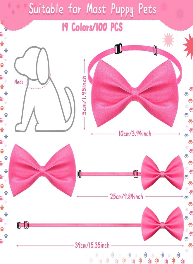 Reginary 100 Pieces Dog Bow Ties for Dogs with Adjustable Collar 19 Colors Puppy Cat Dog Neck Tie Collars Pet Grooming Accessories for Little Medium Girl Boy Pet Holiday Festival Wedding Birthday Gift Party - Image 2