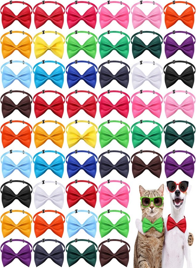 Reginary 100 Pieces Dog Bow Ties for Dogs with Adjustable Collar 19 Colors Puppy Cat Dog Neck Tie Collars Pet Grooming Accessories for Little Medium Girl Boy Pet Holiday Festival Wedding Birthday Gift Party - Image 1