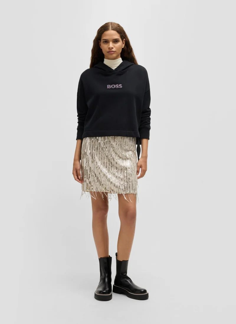 بوس Mini skirt with sequined fringing and hidden zip