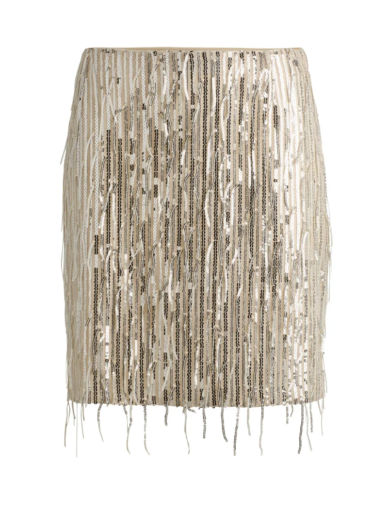 بوس Mini skirt with sequined fringing and hidden zip