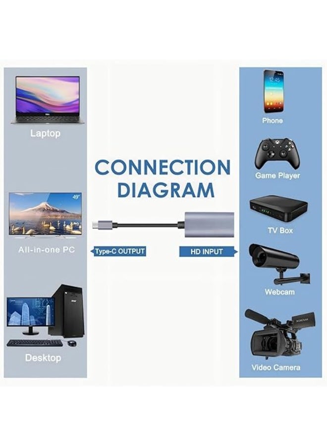 كارت التقاط فيديو HDMI إلى USB-C | جهاز تسجيل 4K مع إخراج 1080P 60FPS للبث المباشر والألعاب والتسجيل - Image 2