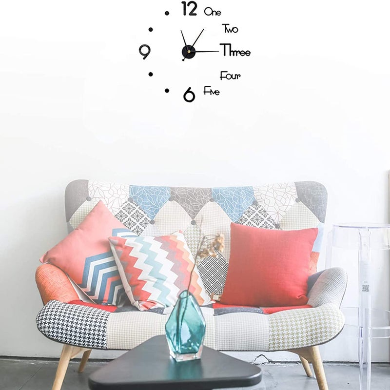 ABOUT SPACE Wall Sticker Clock - DIY 3D Adhesive Sticker, Non-Ticking, Frameless, Plastic EVA Analog Watch with Adjustable Sizes (25 cm - 50 cm) for Livingroom, Bedroom, Office Decor, Home Gift - Image 4