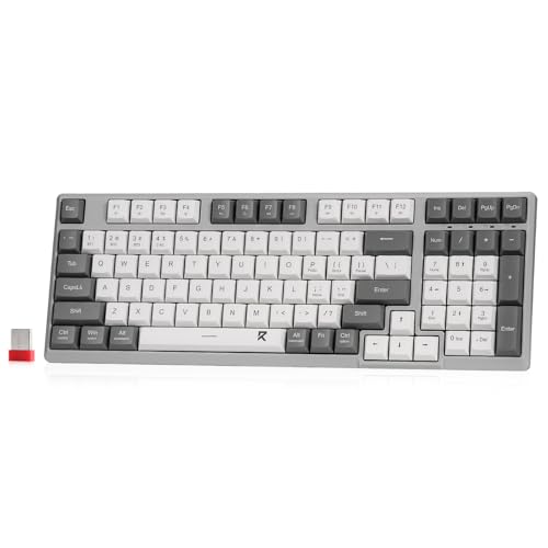 Redragon BK7114 Low-Profile Wireless Computer Keyboard, 98 Keys Slim Office PC Scissors Mechanism Keyboard w/ 2.4G BT Wireless Connection, Tactile Quiet Keystroke, Mixed Color Keycaps - Image 1