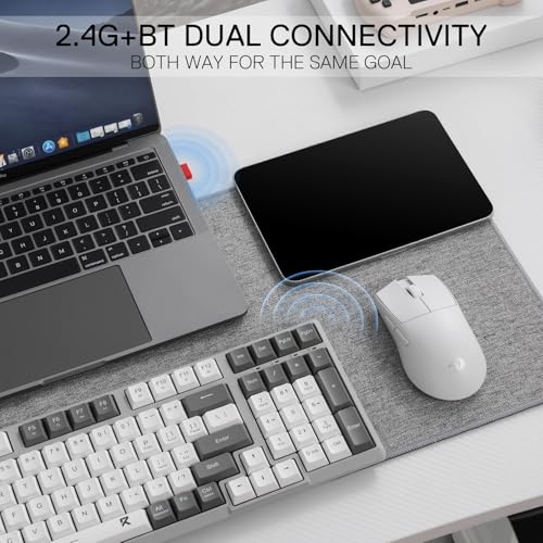 Redragon BK7114 Low-Profile Wireless Computer Keyboard, 98 Keys Slim Office PC Scissors Mechanism Keyboard w/ 2.4G BT Wireless Connection, Tactile Quiet Keystroke, Mixed Color Keycaps - Image 3