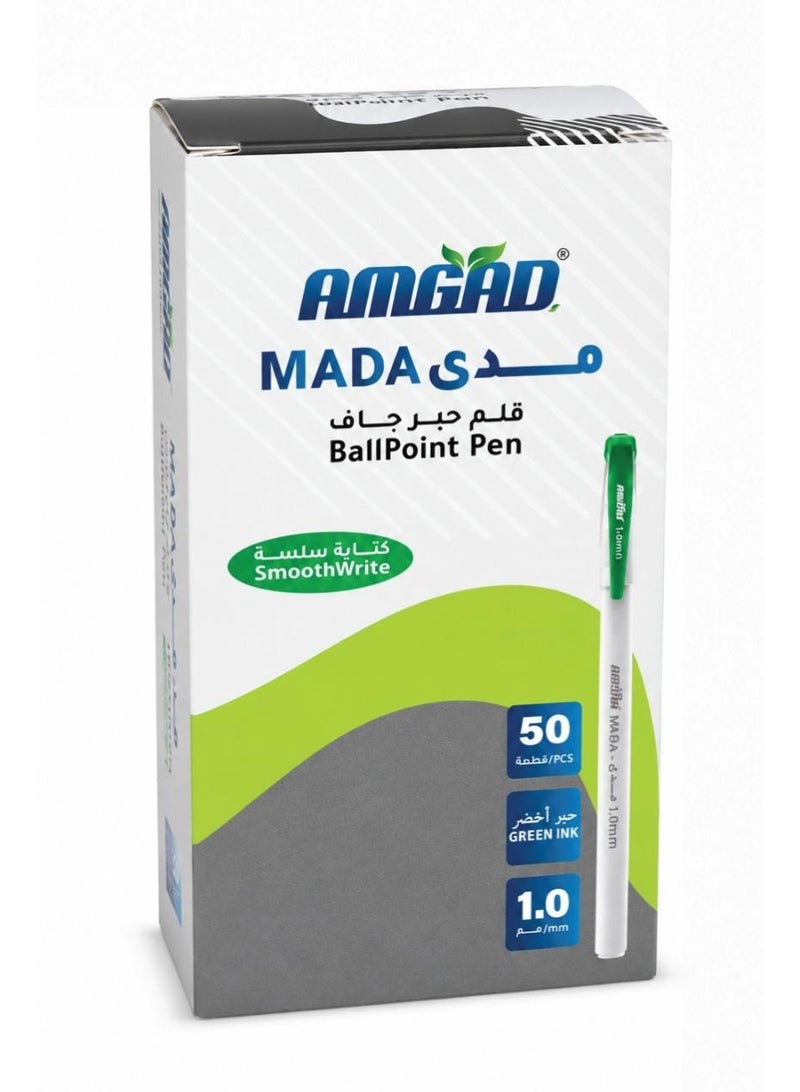 1.0 MM Green Ballpoint Pen – Ultra-Smooth, Low-Viscosity Ink and Silver Nickel-Plated Tip
