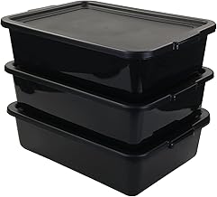 Pekky Pekky 13 L Food Service Bus Tubs with Lids, 3 Packs Commercial Tote Box, Black - Image 1