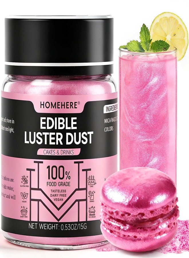 HomeHere Edible Luster Dust Food-Grade Glimmer Powder Glitter for Cake Decorating 15g, Edible Sprinkle Glitter for Cocktails Drinks Baking Candy Dessert Chocolate Vegan Tasteless - Image 1