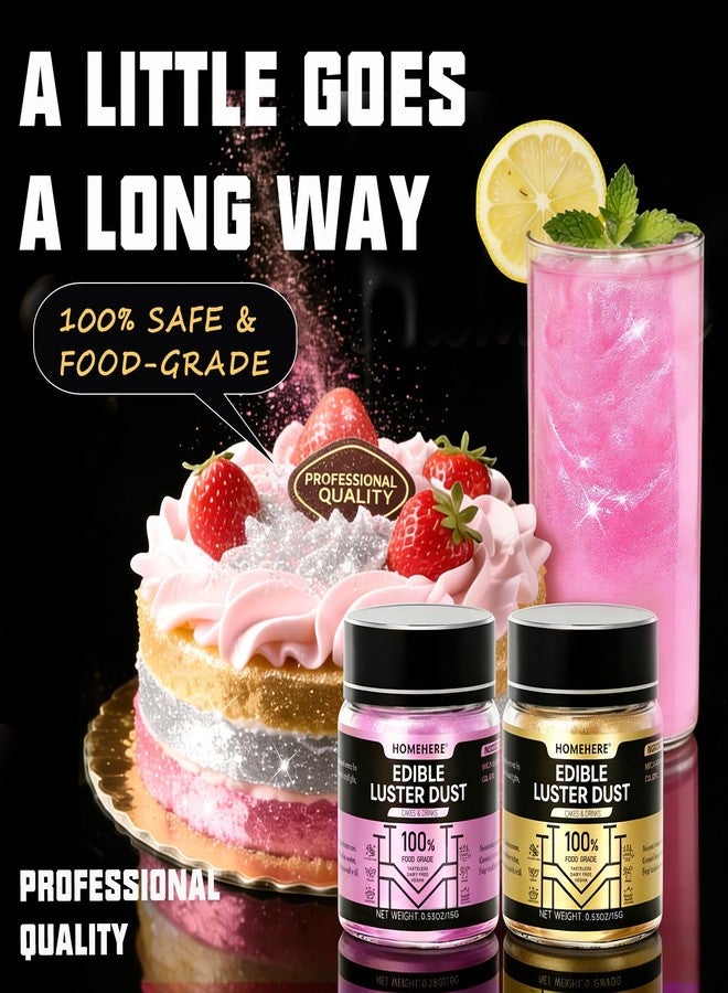 HomeHere Edible Luster Dust Food-Grade Glimmer Powder Glitter for Cake Decorating 15g, Edible Sprinkle Glitter for Cocktails Drinks Baking Candy Dessert Chocolate Vegan Tasteless - Image 5