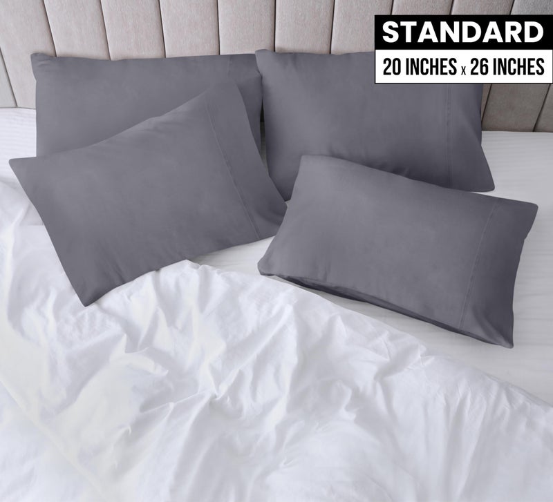 Utopia Bedding Standard Pillow Cases - 4 Pack - Envelope Closure - Soft Brushed Microfiber Fabric - Shrinkage and Fade Resistant Pillow Covers Standard Size 20 X 26 Inches (Standard, Grey) - Image 2