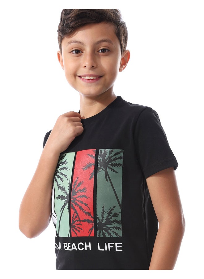 Andora Chest Printed Boys Regular Tee_Black - Image 4