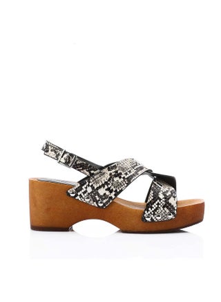 Black & White Crisscross Wedge Sandals